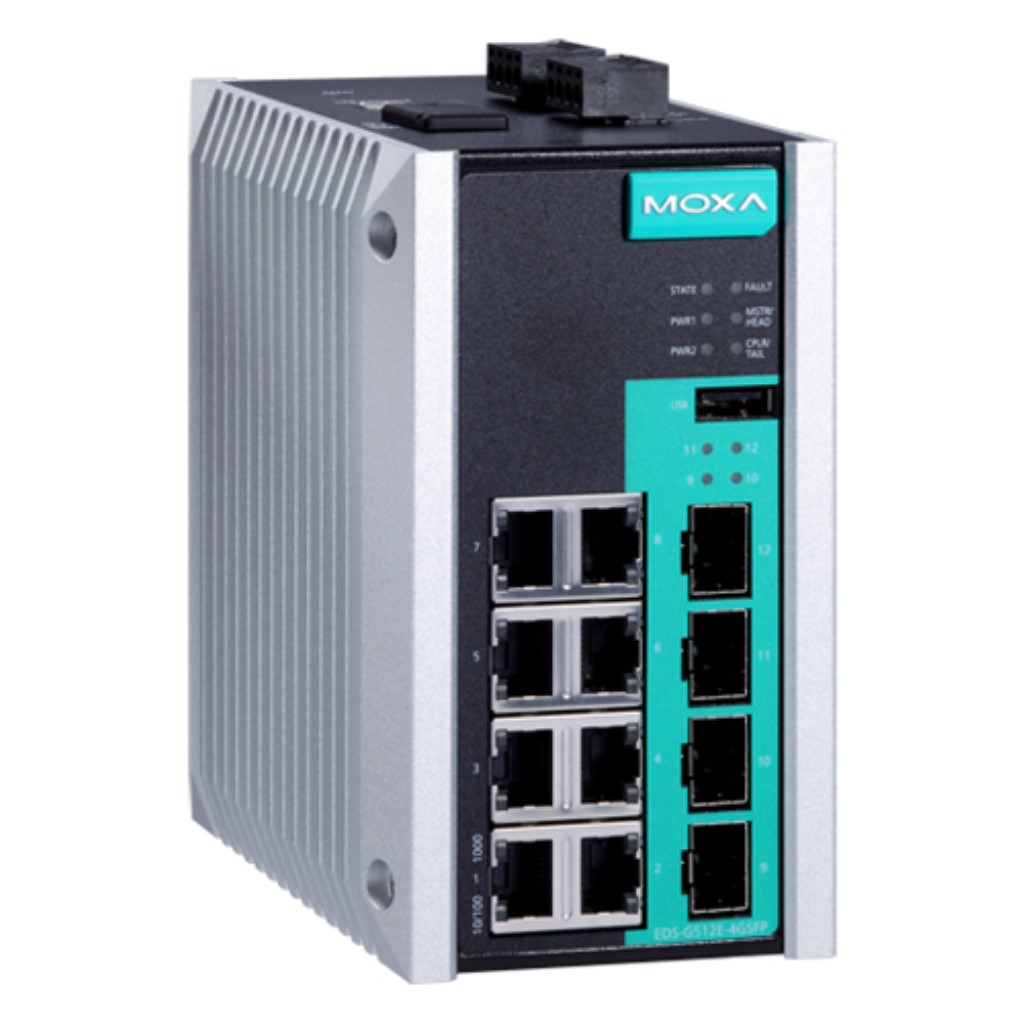 MOXA [EDS-G512E-4GSFP] 12ポートフルギガビットマネージドイーサネットスイッチ