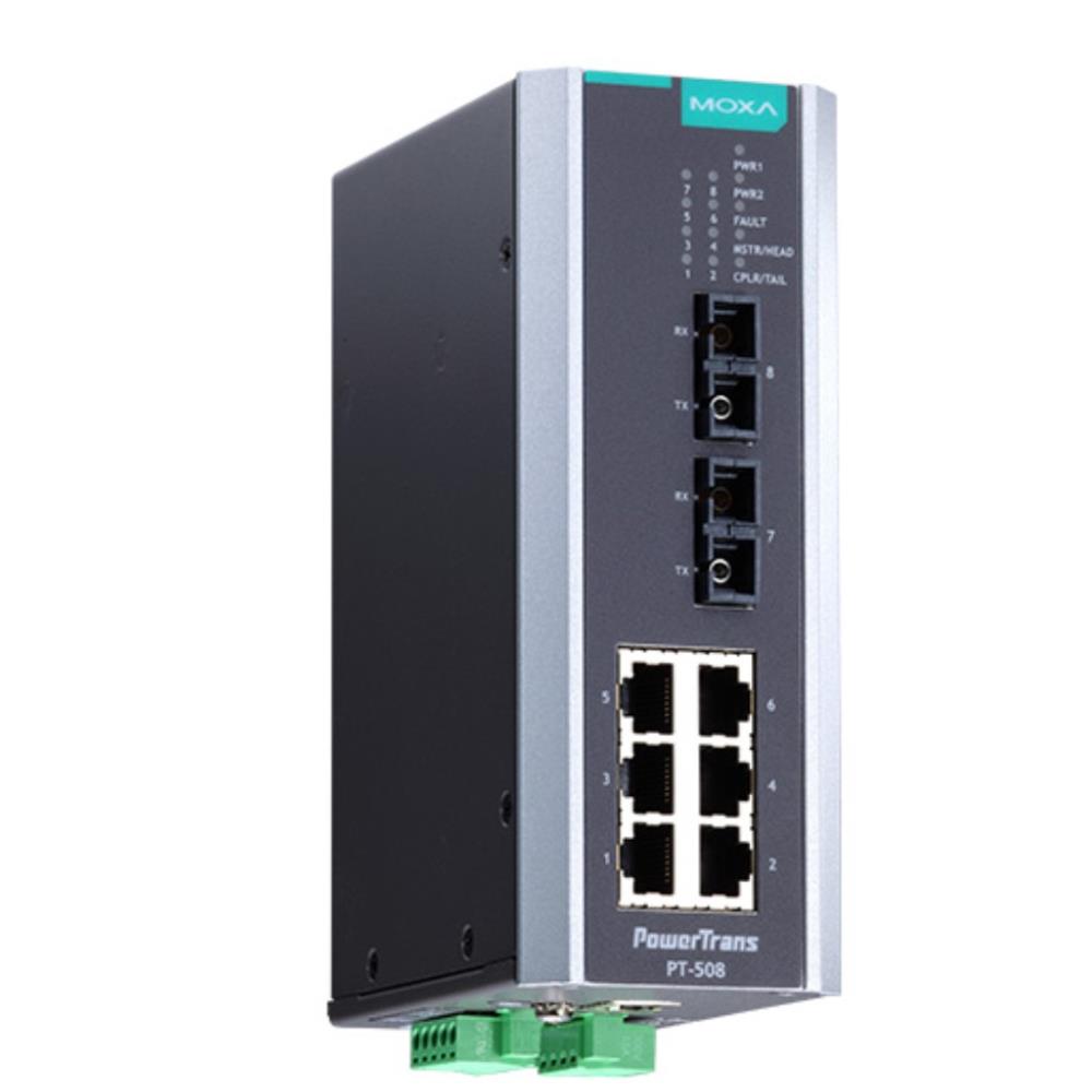 MOXA [PT-508-MM-SC-24] IEC 61850-3公証マネージドスイッチ 6xRJ45 2xマルチSC 24VDC