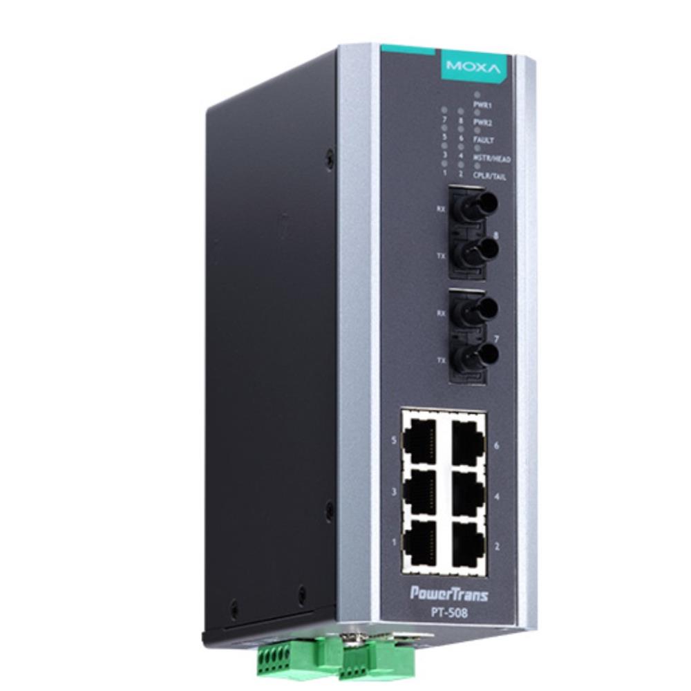 MOXA [PT-508-MM-ST-HV] IEC 61850-3公証マネージドスイッチ 6xRJ45 2xマルチST