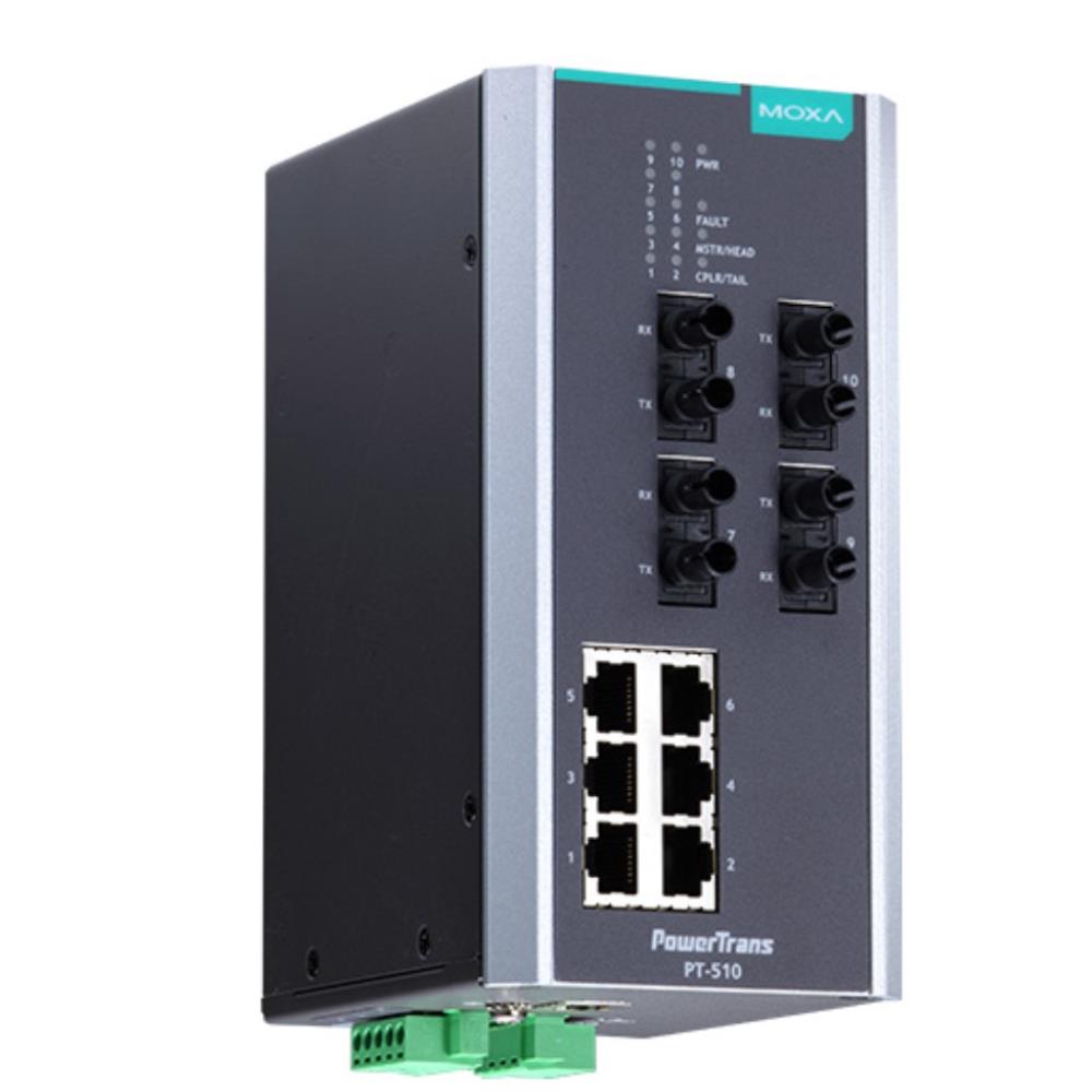MOXA [PT-510-4M-ST-HV] IEC 61850-3公証マネージドスイッチ 6xRJ45 4xマルチST