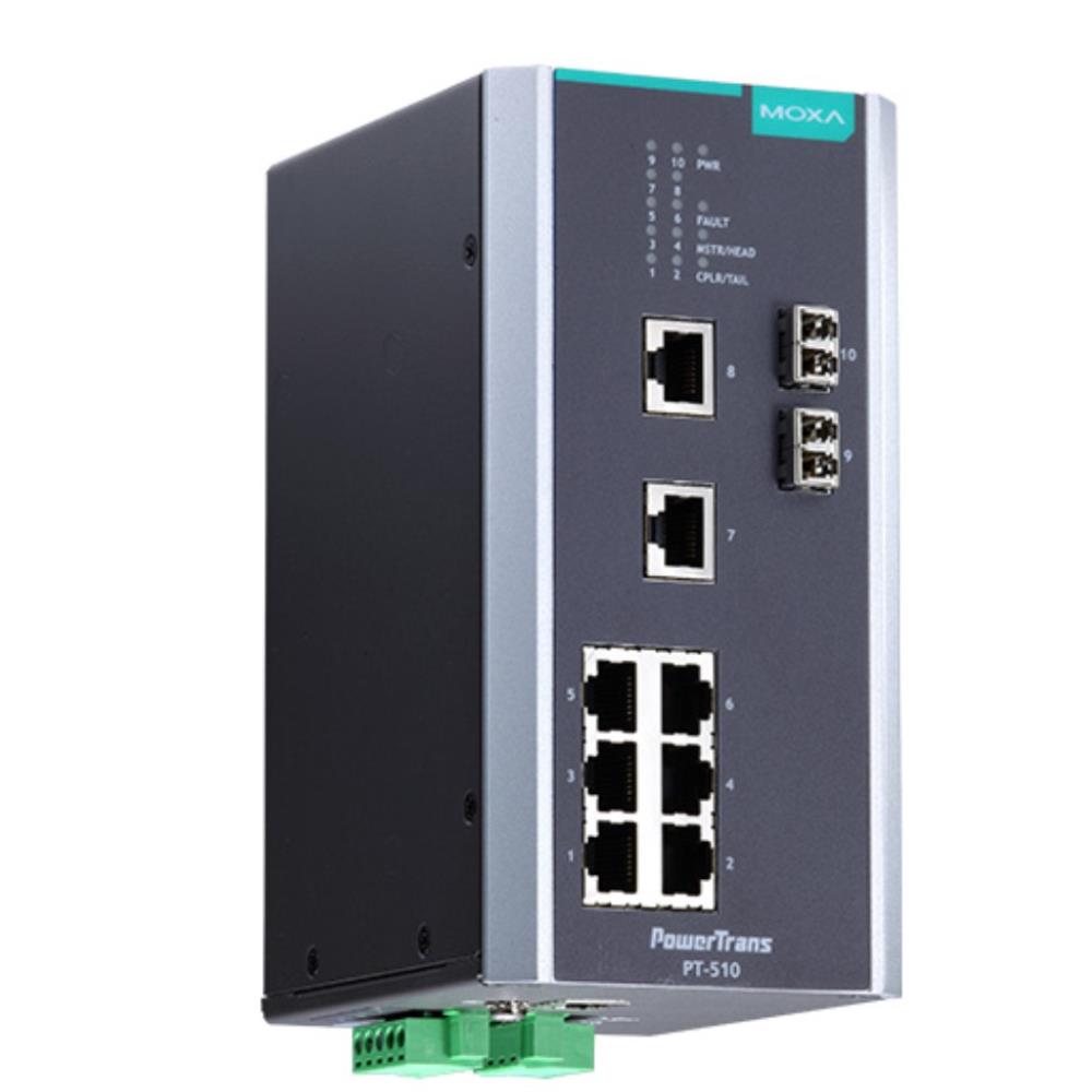 MOXA [PT-510-SS-LC-HV] IEC 61850-3公証マネージドスイッチ 8xRJ45 2xシングルLC