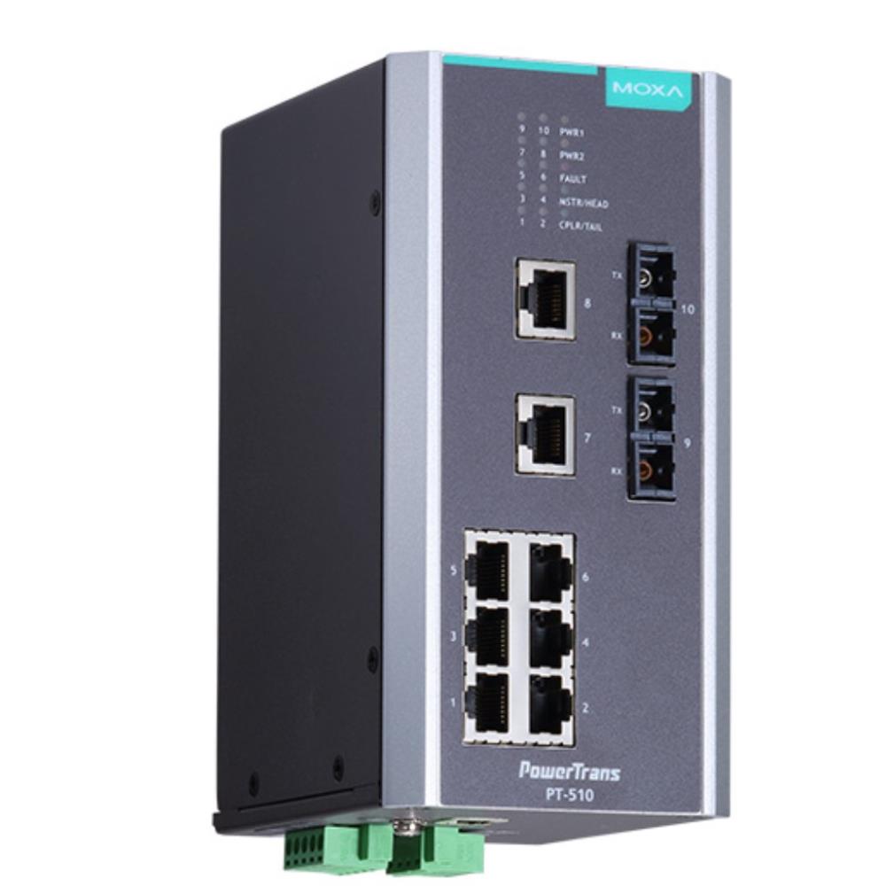MOXA [PT-510-SS-SC-HV] IEC 61850-3公証マネージドスイッチ 8xRJ45 2xシングルSC