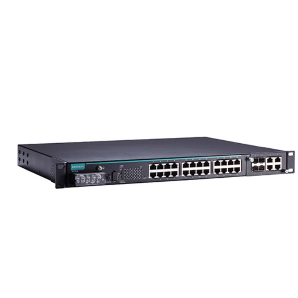 MOXA [PT-7528-24TX-WV] IEC 61850-3公許マネージドラックマウントイーサネットスイッチ 24xRJ45 1不成立ワット数(18～72VDC)