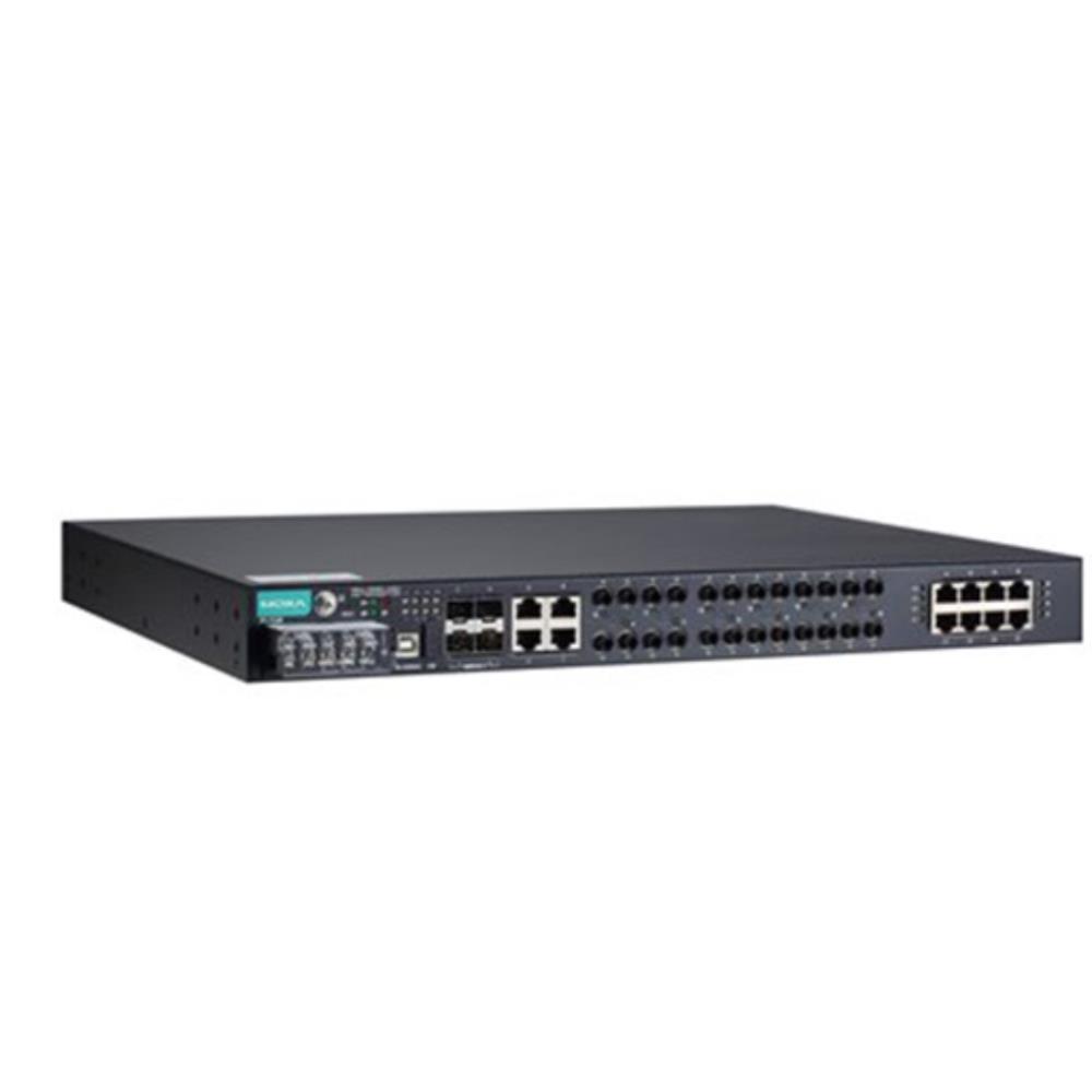 MOXA [PT-7528-8MST-16TX-4GSFP-HV] IEC 61850-3公許マネージドラックマウントイーサネットスイッチ 8xマルチST 1不成立ワット数