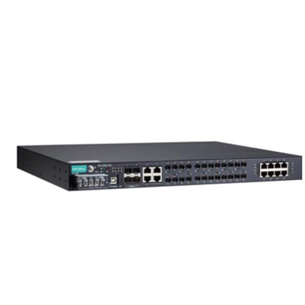MOXA [PT-7528-8MST-16TX-4GSFP-WV-WV] IEC 61850-3公許マネージドラックマウントイーサネットスイッチ 8xマルチST 2不成立ワット数(18～7|2VDC)