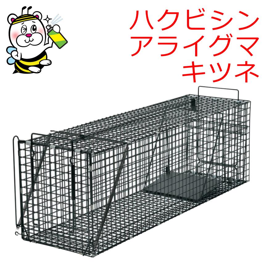 栄ヒルズ DtypeNO.405 アライグマ ハクビシン キツネ 中型動物 捕獲 捕獲器 カゴ 保護 駆除 対策 安全 踏板式 有害獣 許可 作物 野菜 家屋 侵入 被害 天井裏 床下 足音 足跡 糞 エキノコックス SFTS プラスワンスタイル 栄工業 国産　保護器1100 AG-4｜テクネットPRO 店