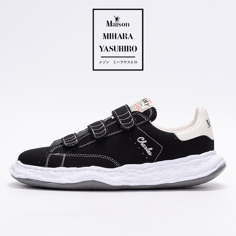 mihara yasuhiro charles ミハラヤスヒロ A12FW704 プリンスチャールズ島 ベルクロ スニーカー メンズ 黒 靴 スリッポン ブランド名 今めかしい 歩き分かりやすい 厚底 ローテク 置き目取りすてる 帆布 心地好いシューズ 黒いこと シューズ くつ 2026 春 春夏 夏