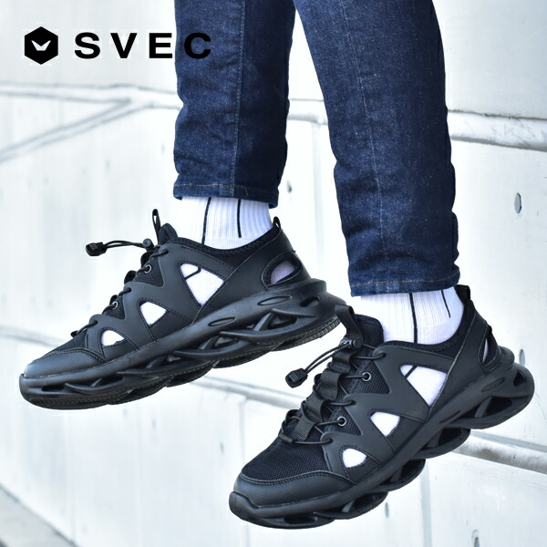 楽天市場 スニーカー メンズ 黒 おしゃれ ブランド Svec シュベック 靴紐 結ばない スニーカーサンダル 厚底 厚底スニーカー グルカスニーカー 軽量 軽い 通気性 メッシュ 涼しい ローカット ローカットスニーカー カジュアルシューズ ブラック 靴 シューズ 21 春 夏