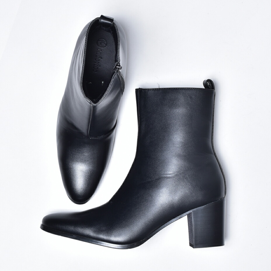 お手軽価格で贈りやすい ブーツ ヒールブーツ メンズ ショートブーツ ジョッパーブーツ おしゃれ ハイヒール 革靴 皮靴 サイドジップ ドレスブーツ Endevice エンデヴァイス チャンキーヒール 厚底 ブラック 黒 シューズ 靴 カジュアルシューズ ポインテッドトゥ ホスト