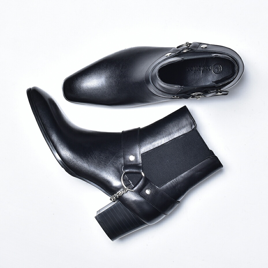 リングブーツ メンズ ブーツ ヒールブーツ ショートブーツ サイドゴアブーツ ジョッパーブーツ おしゃれ 革靴 皮靴 レザー ドレスブーツ Endevice エンデヴァイス チャンキーヒール 厚底 ブラック 黒 シューズ 靴 カジュアルシューズ 舞台 衣装 国産 日本製 21 春 夏 春