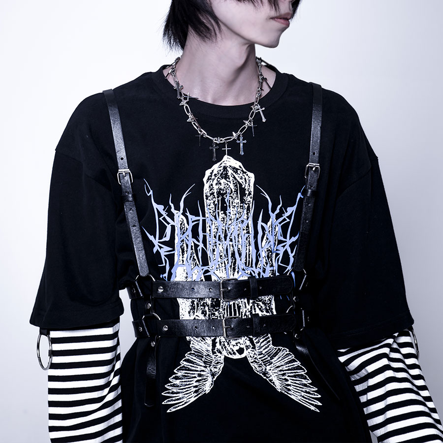 サスペンダー ハーネス ハーネスリング レディース アクセサリー かわいい 可愛い 韓国 韓流 映え 原宿系 病み V系 ゴシック 病みかわ 地雷系 ダーク ブラック 黒 22 春 春夏 夏 沸騰ブラドン