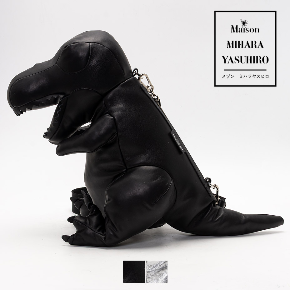 mihara yasuhiro T-rex sholder bag ミハラヤスヒロ Tレックス ショルダーバッグ レディース メンズ A14BG707 斜めがけ 肩掛け 大人 ブランド おしゃれ かっこいい かわいい 本革 革 羊革 シープスキン 恐竜 クラッチバッグ 黒 ブラック シルバー 鞄 バッグ 2026 春 春夏 夏|TTClub