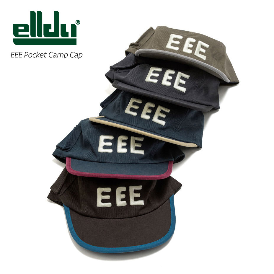 elldu エルドゥ EEE Pocket Camp Cap ポケット キャンプキャップ キャップ レディース メンズ 深め ブランド フラットバイザー フラット 5パネル おしゃれ かわいい 可愛い つば 長め つば広 長い つば長め かっこいい カジュアル 帽子 ぼうし