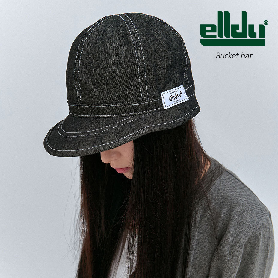 elldu エルドゥ Bucket hat バケットハット レディース メンズ 深め つば広 ツバ広 おしゃれ コットン サイズ調整 小顔 バケハ ハット ブランド ロゴ かわいい 可愛い カジュアル 帽子 ぼうし ダークインディゴ