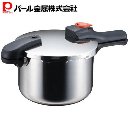 パール金属公式 片手 圧力鍋 4.5L IH対応 ステンレス 圧力切替式 レシピ付 節約クック H-5436 フライパン 料理 ガス火 食洗機対応 キッチン用品 調理器具