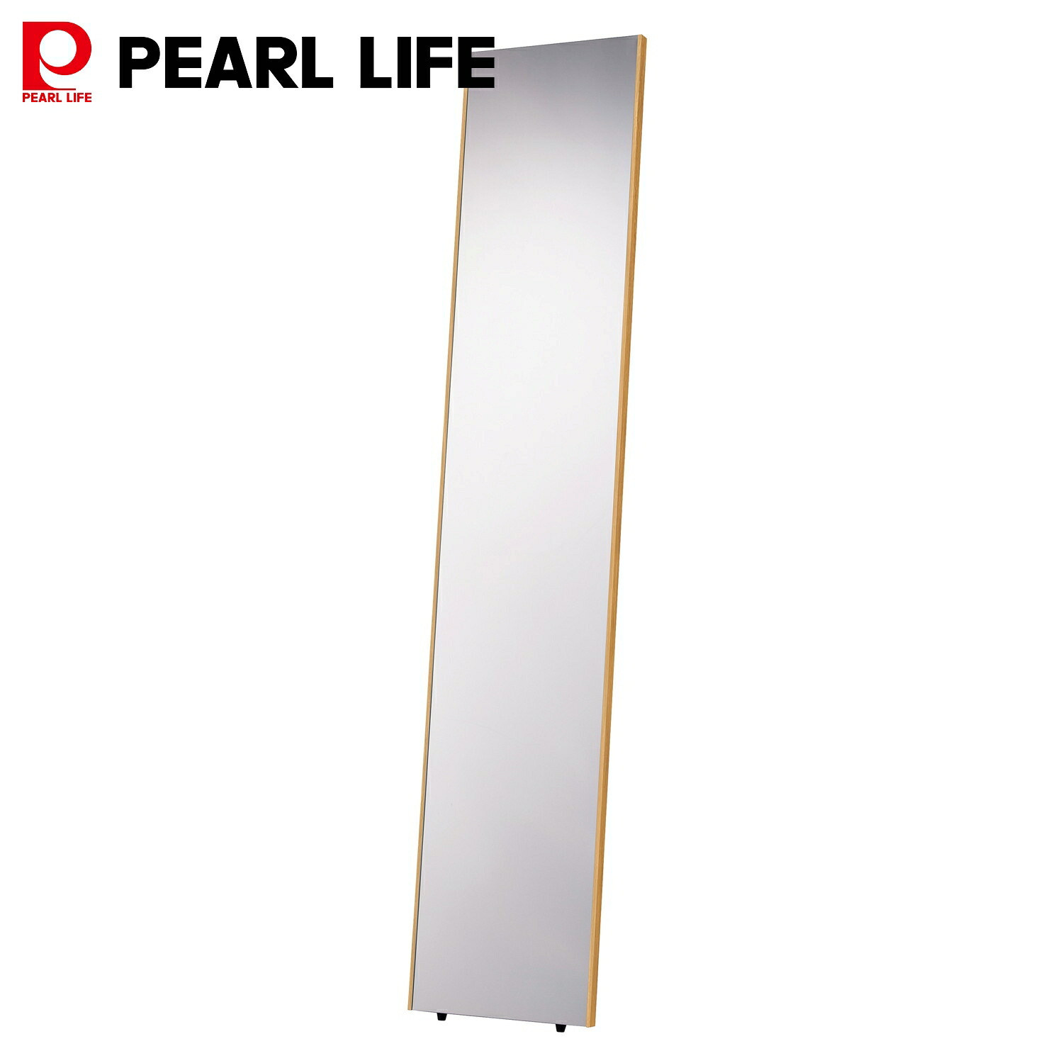 パール金属 軽くて割れない ミラー 鏡 壁掛け用ヒモ付 壁掛け 30&times;150cm フェーズフリー 軽量 軽い 全身 姿見 大型 フィルムミラー 木目調 ナチュラル N-7225｜TTCSHOP店