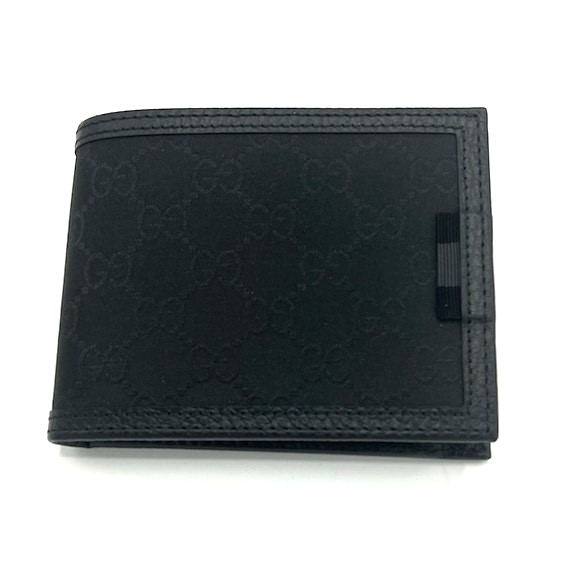 ★美品★ GUCCI グッチ 二つ折り 札入れ ブラック ロゴ メンズ GUCCI グッチ財布 二つ折り財布 札入れ 小銭入れなし メンズ