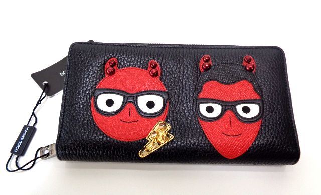 新品 ドルチェ\u0026ガッバーナ ラウンドチャック長銭入れ アップリケ スタッズ 黒いこと【相応う_関東】