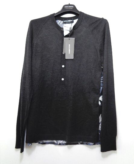 メンズ ドルチェ&ガッバーナ カシミア ヘンリー セーター ブラック 48