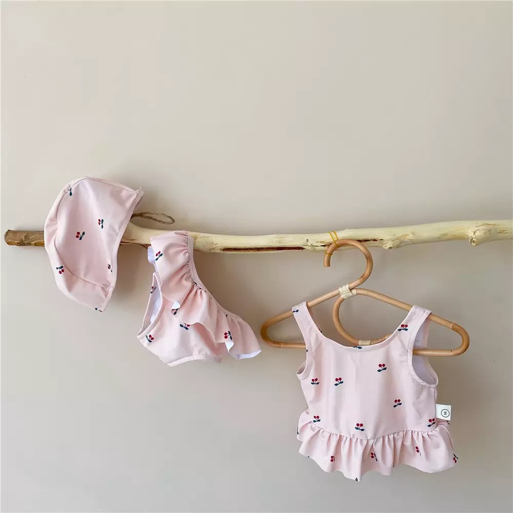 市場 3点セット 女の子 帽子 スイムウェア 水着上下 赤ちゃん 1歳 ベビー おめかし ８０センチ お誕生日 水着 １８カ月 12ヶ月