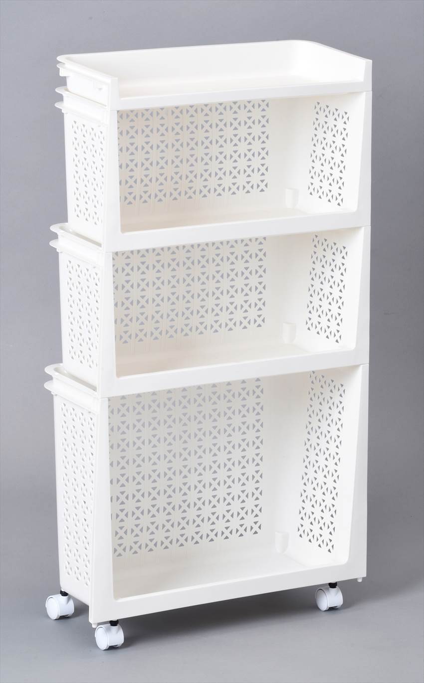 楽天市場】キッチンワゴン キャスター付き スリム 収納ラック ホワイト