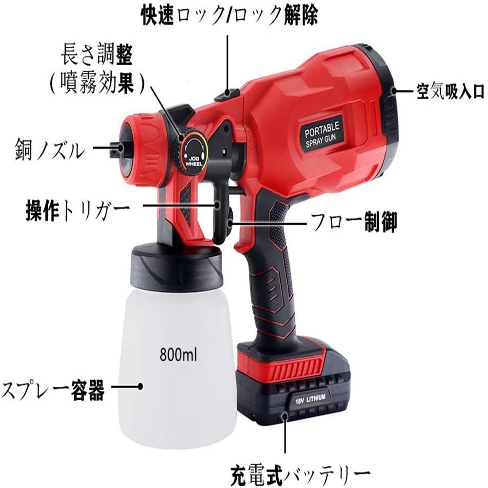 スプレーガン コードレス Diy スプレー ハンディタイプ ペインター ペイントスプレー 充電式 塗装 塗装ガン 塗装スプレー 塗装用具 家庭用 小型 車 電動 電動スプレー 電動スプレーガン 電動塗装機 日本メーカー新品 充電式