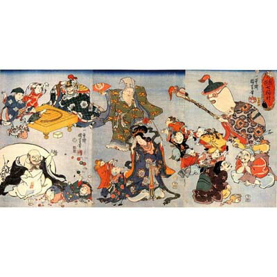 楽天市場 歌川国芳 七福神 ドライ Tシャツ 開運 グッズ 浮世絵 Tuge9999 楽天市場店