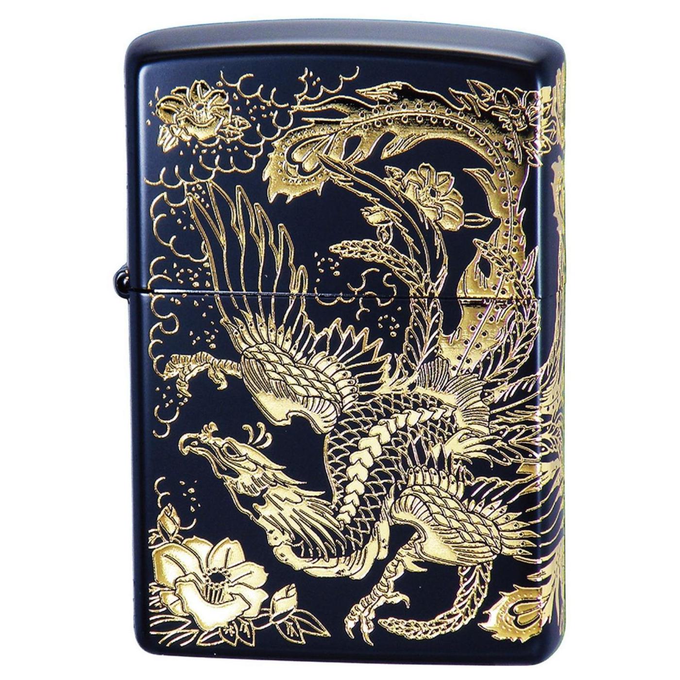 【送料無料】ZIPPO 二面鳳凰 黒金