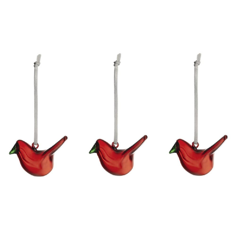 【送料無料】 （A） Iittala イッタラ ガラスバード3個セット レッド 1068674
