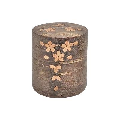 【送料無料】総皮茶筒（平)霜降皮 散花 30380｜通販奉行