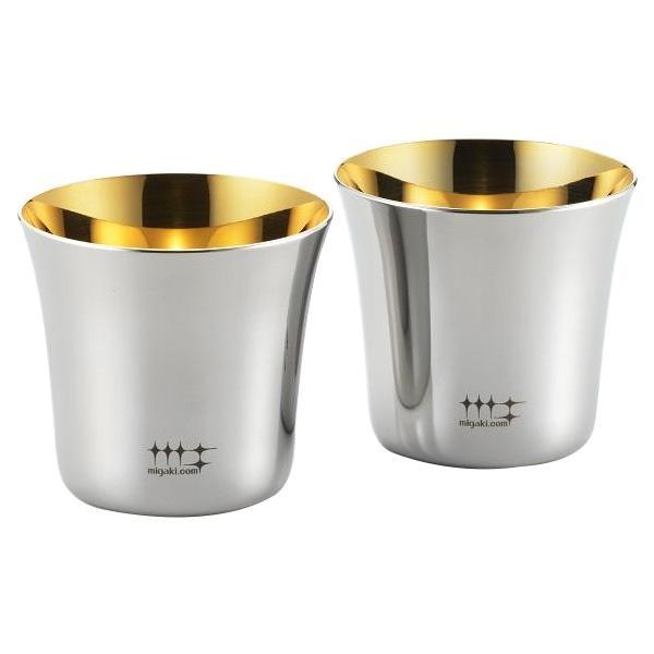 【送料無料】磨き屋シンジケート　ぐいのみ　100ml　(内面金メッキ仕上げ)　2pcs　YJ2535｜通販奉行