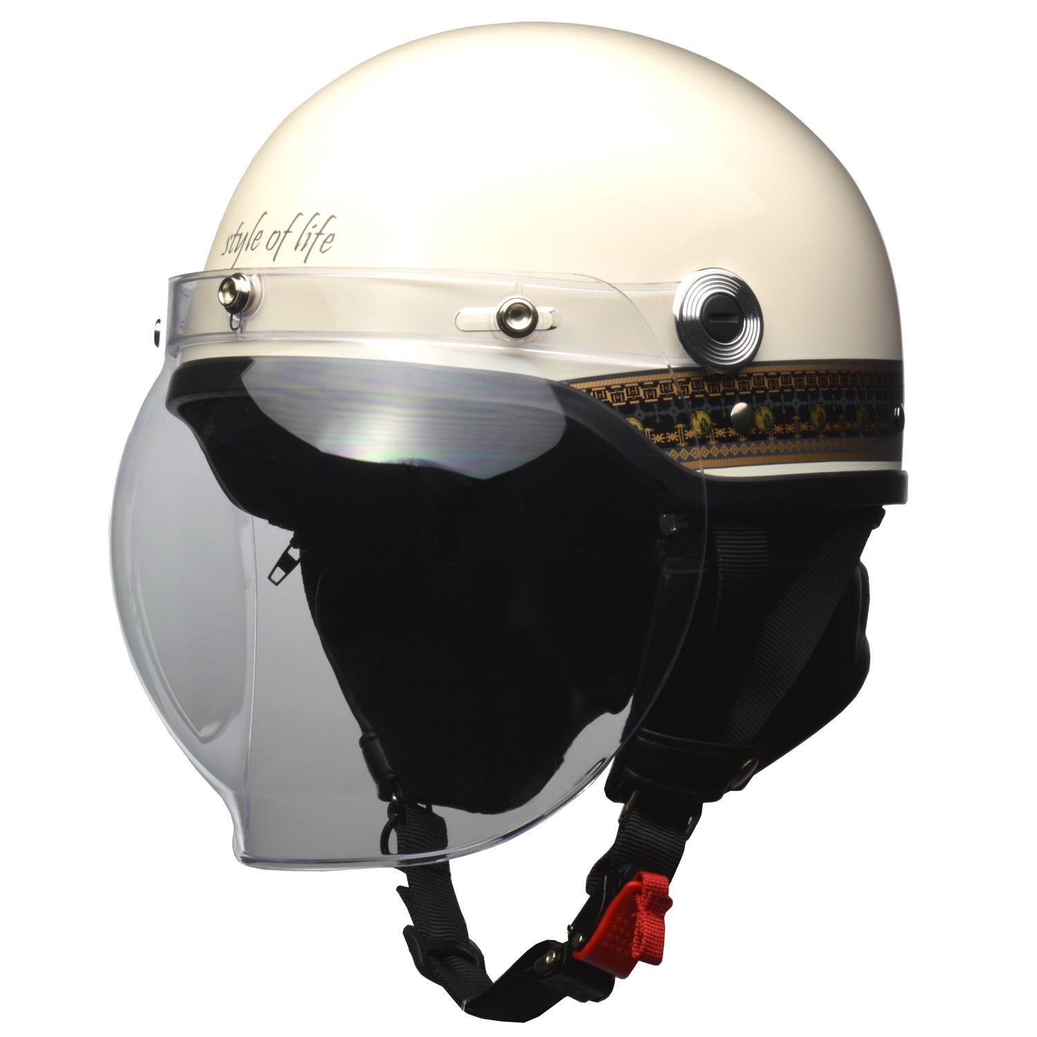 【送料無料】リード工業 CROSS ハーフヘルメット　エスニックアイボリー フリーサイズ CR-760