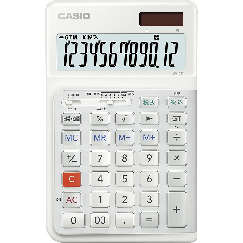 カシオ 人間工学電卓 右手用 ホワイト JE-12D-WE-N[tr]｜通販パーク 生活用品店