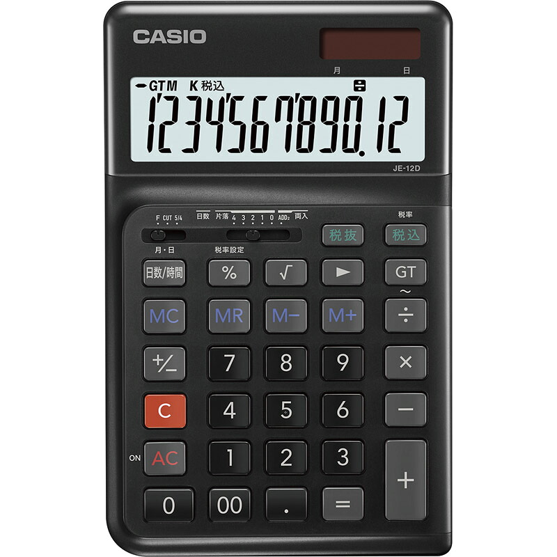 カシオ 人間工学電卓 右手用 ブラック JE-12D-BK-N[tr]
