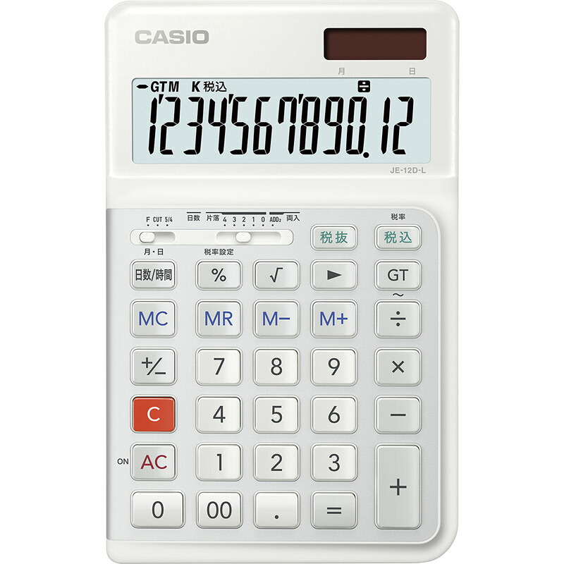 カシオ 人間工学電卓 左手用 JE-12D-L-WE-N[tr]｜通販パーク 生活用品店