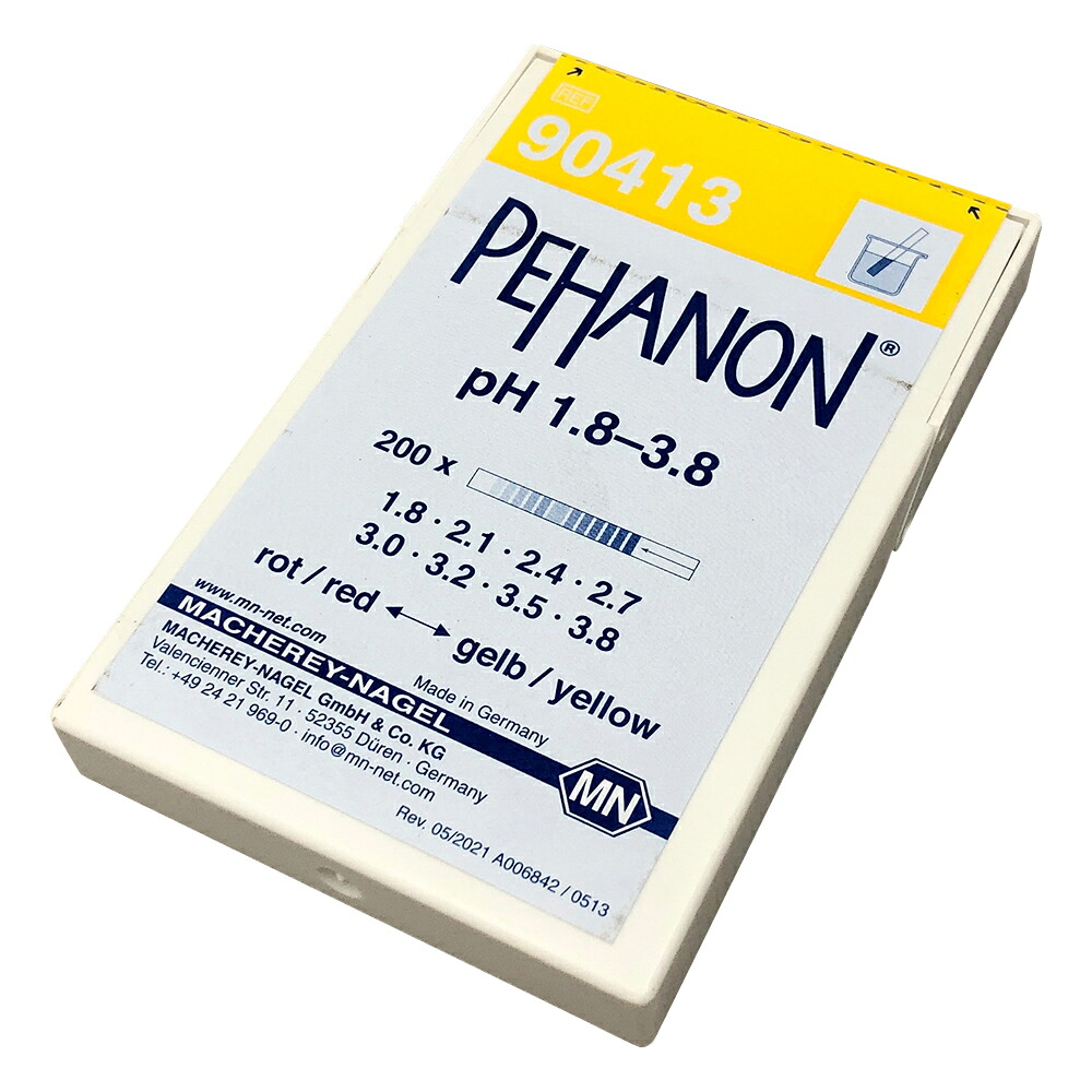 ★ポイント最大16倍★【全国配送可】-ストライプpH試験紙（PEHANON） pH1.8-3.8 1箱（200枚入） MACHEREY-NAGEL 型番 MN90413 　JAN 4573249951076 aso 2-348-03 ●在庫品 納期約 3営業日-【医療・研究機器】