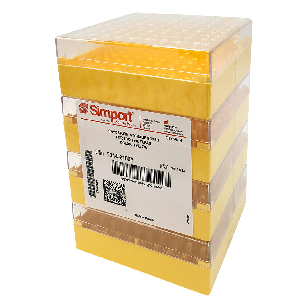 ★尖んがり最大限度16倍★【全国送りとどける可】-クライオストレージボックス Cryostore（TM） 黄 4個入 Simport 型番 T314-2100Y  JAN 4589638201097 aso 3-8640-04  ●店卸し資産品 納期約 3取り引き日-【診療・練習曲計器】