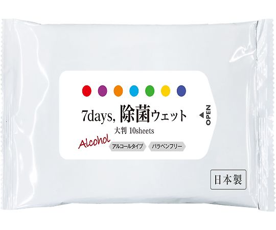 ★ポイント最大16倍★【全国配送可】-7days、 除菌ウェット 大判 アルコール 10枚×100個 ニーズ 型番 NPS30000359 aso 64-7723-19 ●お取寄品 納期約 8営業日-【医療・研究機器】