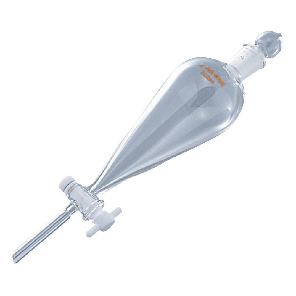 ★ポイント最大16倍★【全国配送可】-スキーブ型分液ロート　テフロン（R）プラグ付　200mL アズワン 型番 - 　JAN 4571110707074 aso 7-188-11 ●在庫品 納期約 3営業日-【医療・研究機器】