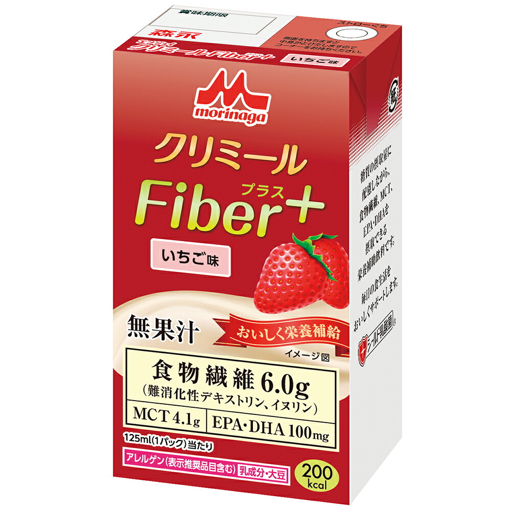 ★ポイント最大16倍★【全国配送可】-エンジョイクリミール Fiber+ いちご味 1箱（24パック入） 森永乳業クリニコ 型番 - 　JAN 4902720148726 aso 7-6771-02 ●在庫品 納期約 6営業日-【医療・研究機器】