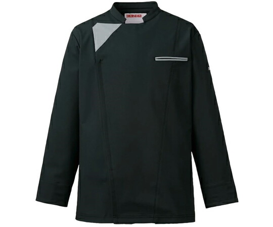 ★ポイント最大16倍★【全国配送可】-コックコート　ブラックxグレー　L KAZEN 型番 617-45 L 　JAN 4562213061774 aso 62-7031-90 ●在庫品 納期約 7営業日-【医療・研究機器】