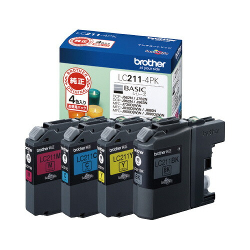 ★ポイント最大16倍★【在庫品は翌営業日発送】-ato6351-6623 ブラザー純正インク　ＬＣ２１１－４ＰＫ　４色パック　1ケ 63516623 ブラザー LC211-4PK -【＠オフィス】