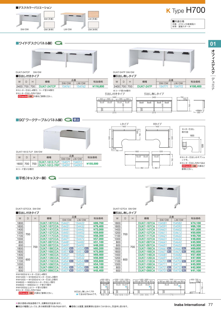 ★尖んがり最大限度16倍★【全国送りとどける可】-イナバオフィスデスク平机(キャスター脚) DUK7-146CA SW/OW 商いもの吊りひも(154681) 大きさW1400 D600 H700稲葉製造所・inaba-【イナバ調度品】