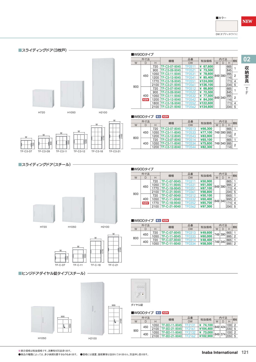 ★ポイント最大16倍★【全国配送可】-イナバ収納家具書庫 TF-C3-07-8045 3枚戸 OW 商品コード(TF0513) サイズW800 D450 H720稲葉製作所・inaba-【イナバ家具】