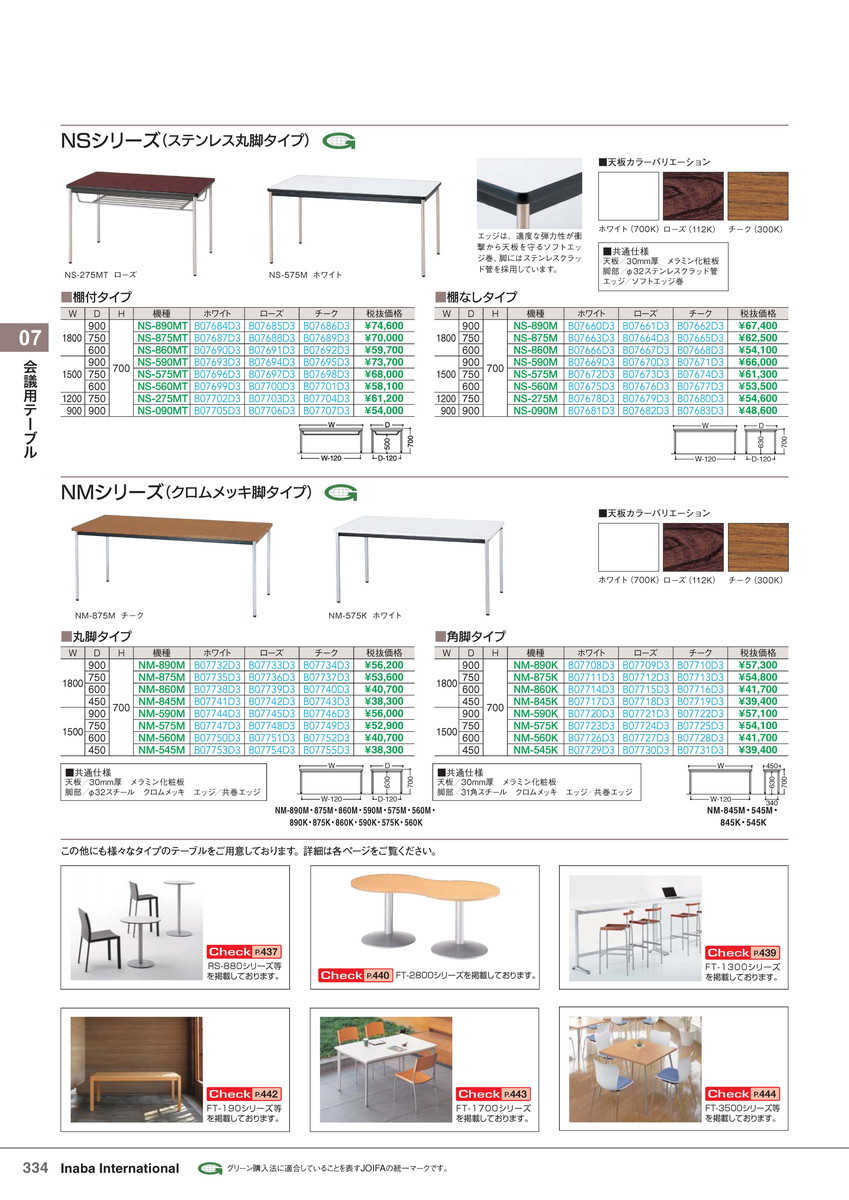 ★ポイント最大16倍★【全国配送可】-イナバ会議用テーブル会議用テーブル NS-590MT ローズ 商品コード(B07694D3) サイズW1500 D900 H700稲葉製作所・inaba-【イナバ家具】