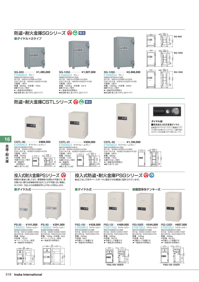 ★尖んがり最大限度16倍★【全国送りとどける可】-イナバ御金蔵・耐火庫投じる式防盗・耐火御金蔵 PSG-100ERN ライトウォームグレー 商いもの吊りひも(E10510G3) 大きさW610 D630 H1090稲葉製造所・inaba-【イナバ調度品】
