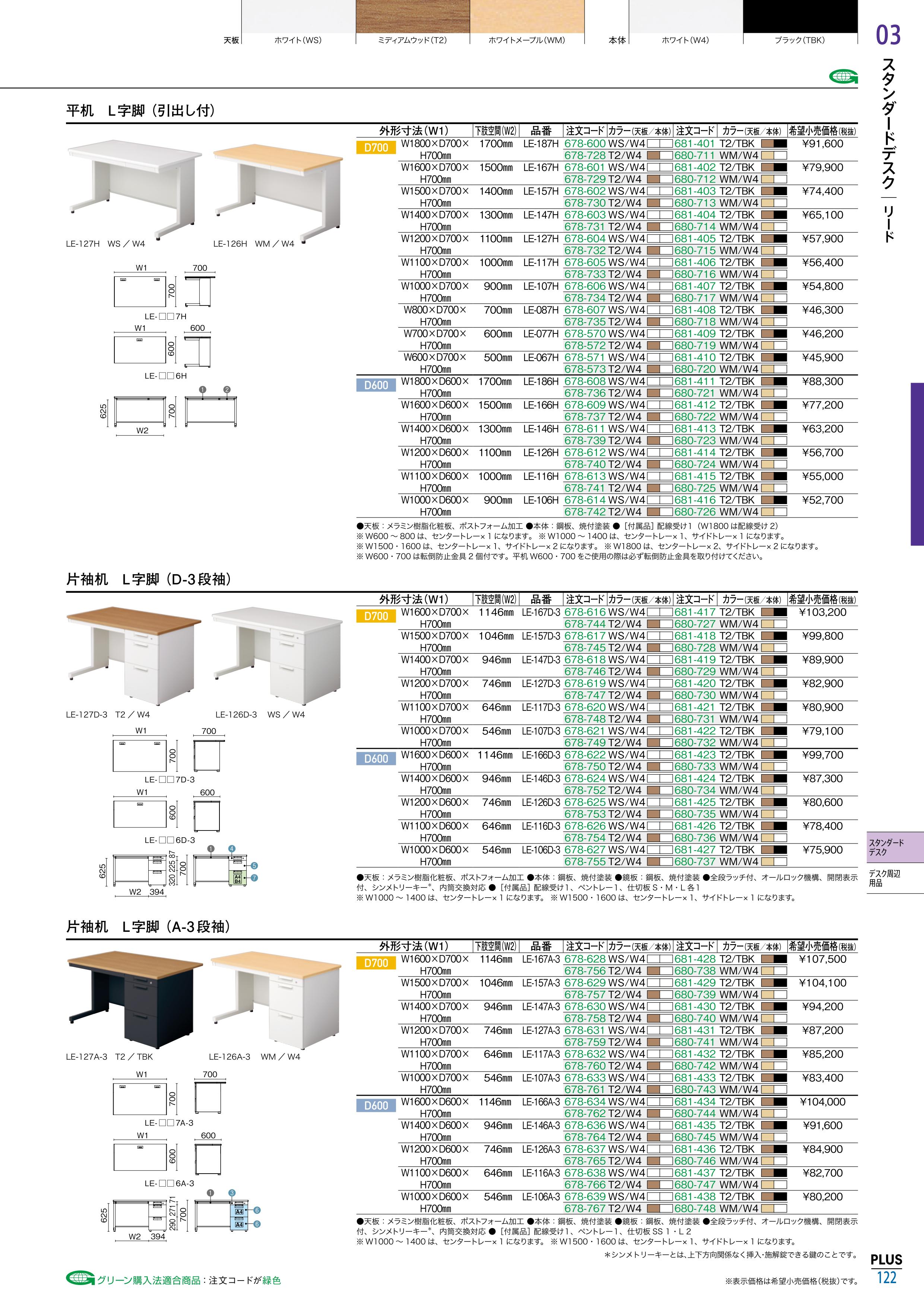 □プラス 775605)US 片袖机US-127D-3 WS/W4 US127D3WSW4(2114693)[送料