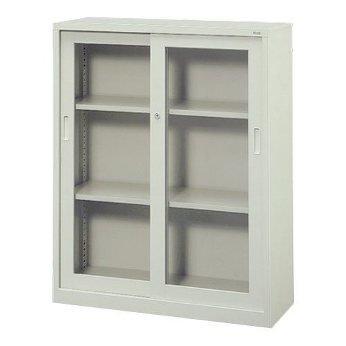 ★ポイント最大16倍★【送料無料】-KR 引違い書庫(ガラス戸) SG-304FR LGY プラス 品番 SG-304FR LGY pls 18432-【プラス家具】JAN|【文具の月島堂】店