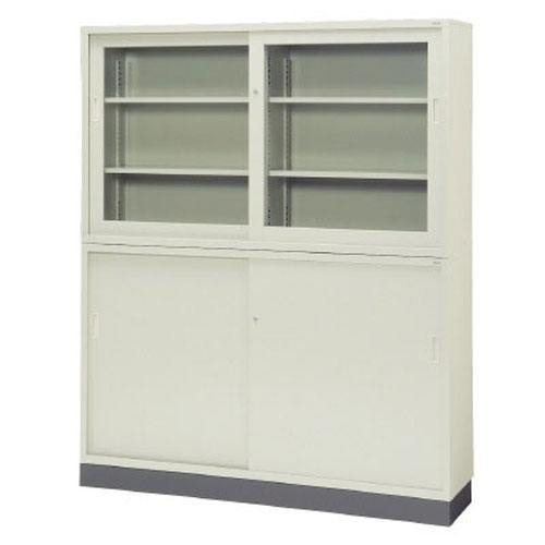 ★ポイント最大16倍★【送料無料】-KR 引違い書庫(ガラス戸) SG-503R LGY プラス 品番 SG-503R LGY pls 18459-【プラス家具】JAN|【文具の月島堂】店