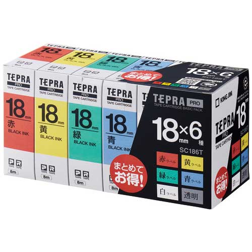 ★ポイント最大16倍★【全国配送可】-テプラPROテープ ベーシックパック 18mm　キングジム 品番 SC186T jtx 189599-【ｼﾞｮｲﾝﾃｯｸｽ・JOINTEX】JAN 4971660761098 メーカー在庫品